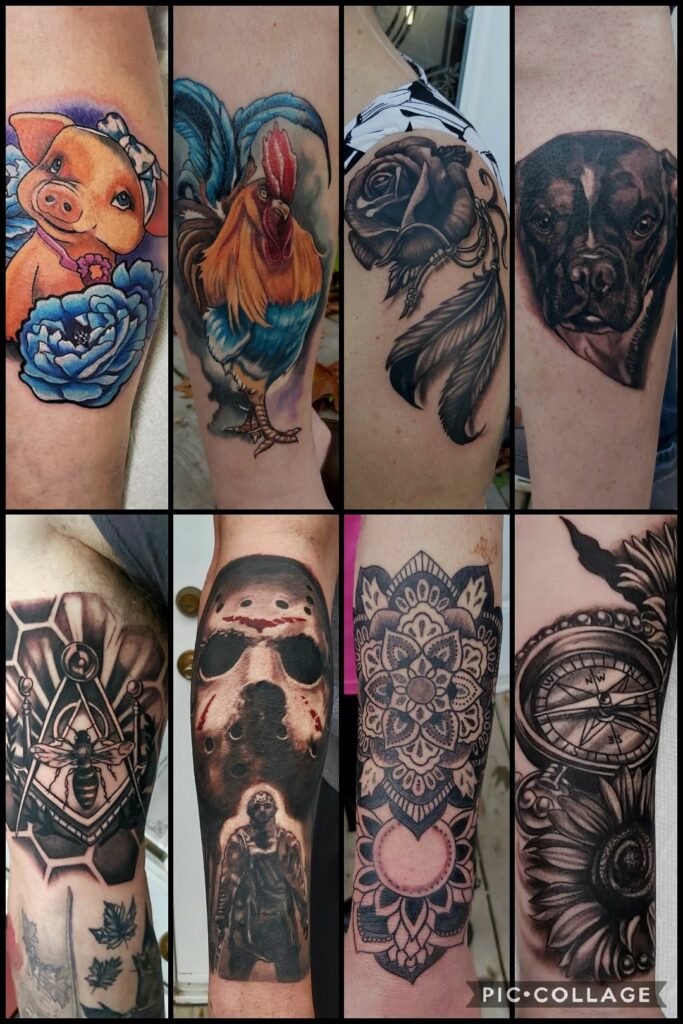 Multiple tattoo Styles of tattoos